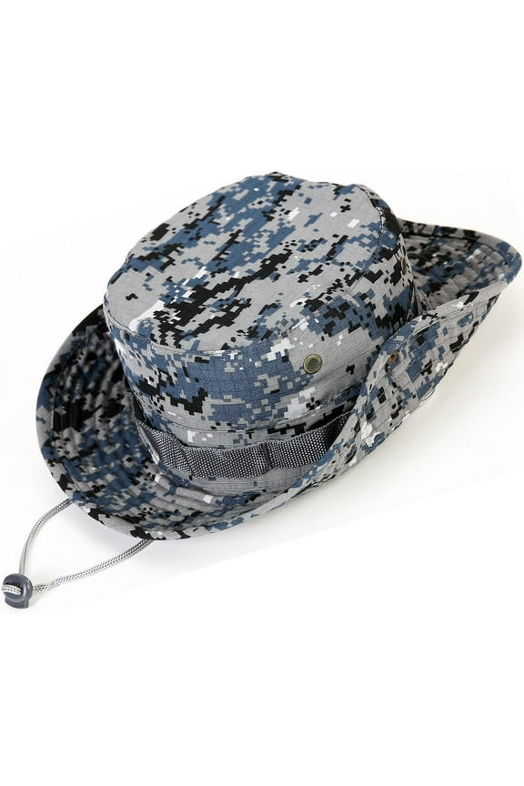 Wide Brim Boonie Hat, Men & Women Top Camo Bucket Hats for Safari Military Beach