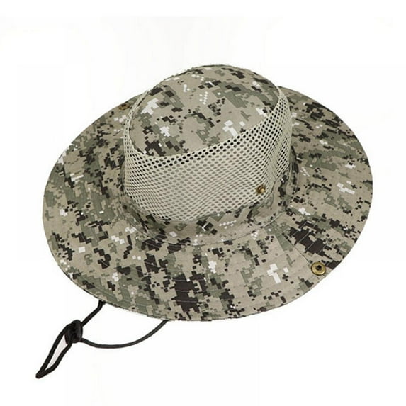 Wide Brim Boonie Hat Outdoor UPF 50+ Sun Protection Mesh Safari Cap for Travel Fishing Man Woman