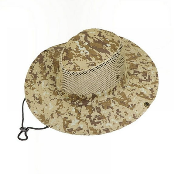 Wide Brim Boonie Hat Outdoor UPF 50+ Sun Protection Mesh Safari Cap for Travel Fishing Man Woman