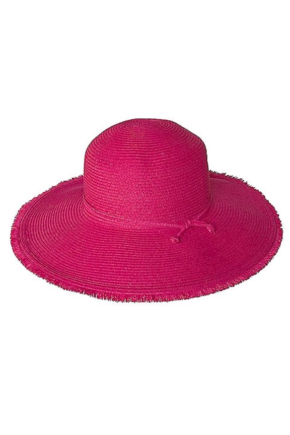 Wide Brim Braded Paper Straw Hat w/ Frill - Black - HT-ST255BK