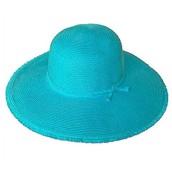 Wide Brim Braded Paper Straw Hat w/ Frill - Black - HT-ST255BK