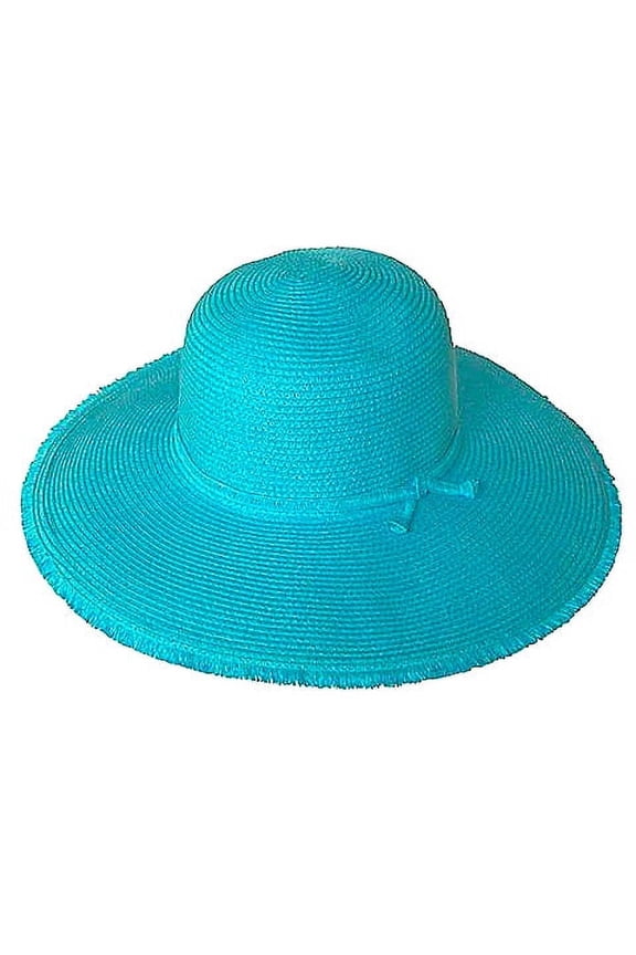 Wide Brim Braded Paper Straw Hat w/ Frill - Black - HT-ST255BK