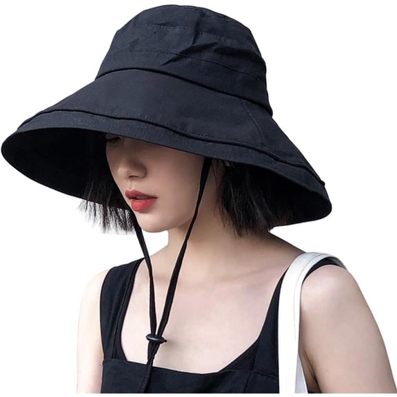 Wide Brim Bucket Hat - UPF50 Protection Travel Beach Sun Hat with Semi-Rigid Adjustable Foldable Brim