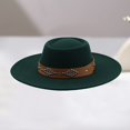 thumbnail image 1 of Wide Brim Cowboy Hat With Decorative Oval Detailing For Everyday Outdoor Wear In All Seasons End, Dark Green, 1 of 3