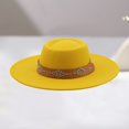 thumbnail image 1 of Wide Brim Cowboy Hat With Decorative Oval Detailing For Everyday Outdoor Wear In All Seasons End, Yellow, 1 of 3