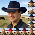 thumbnail image 1 of Wide Brim Cowboy Hat for Men Roll Up Brim Shapeable Western Cowgirl Fedora Lightweight Summer Beach Sun Hat, 1 of 5