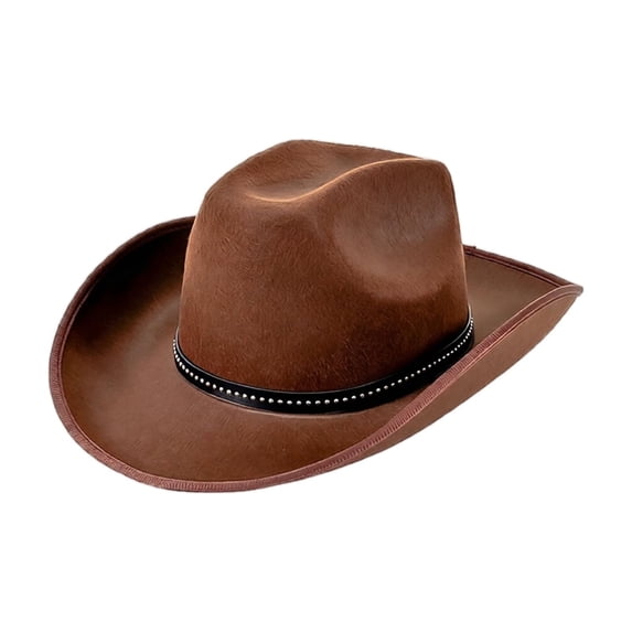 Wide Brim Cowboy Hat for Men and Women, Brown Cowboy Hatt for Men Stylish Western Hat for Parties and Outdoor Activities,One Size