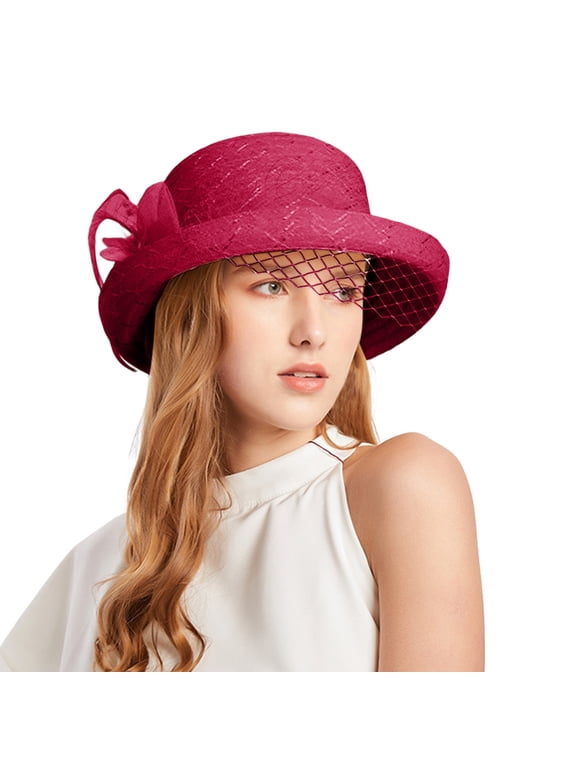 Wide Brim Derby Hats For Women Women's Dress Hats Easter Hats For Women Veil Fascinators Hats For Women Fascinators Hats For Women Church Hats Flower Fascinators For Women Garden Party Hats