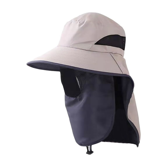 Wide Brim Detachable Face Cover Men Fishing Cap Neck Flap UV Protection Adjustable Strap Fishing Sun Hat Outdoor Supplies