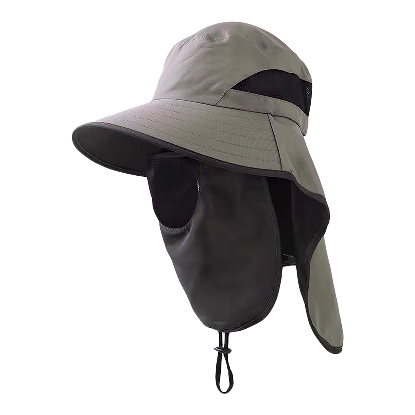 Wide Brim Detachable Face Cover Men Fishing Cap Neck Flap UV Protection ...