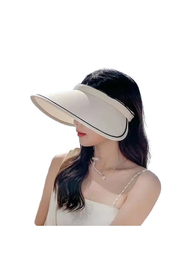 Wide Brim Empty Top Sun Hat Hair Hoop Design Folding Sun Summer Solid Color Sunshade Sport Hat Fashion Accessories