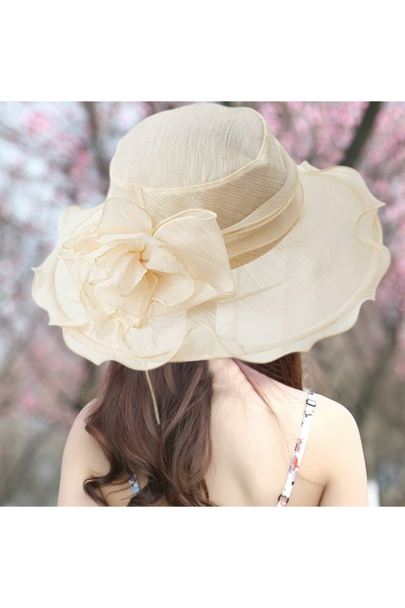 Wide Brim Faux Linen Sun Hat for Women, Elegant Tea Party and Garden Party Accessory with Structured Crown