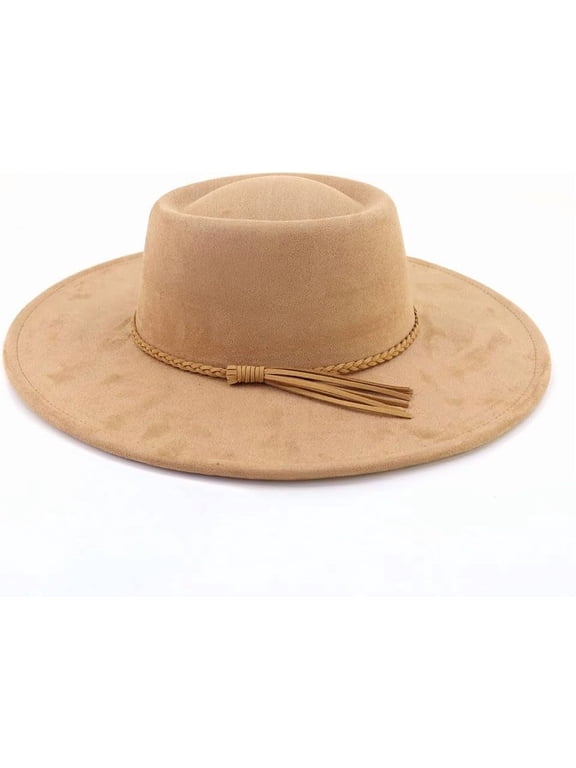 Wide Brim Fedora Hat for Men Women Big Rancher Felt Hat Pork Pie Jazz Hat