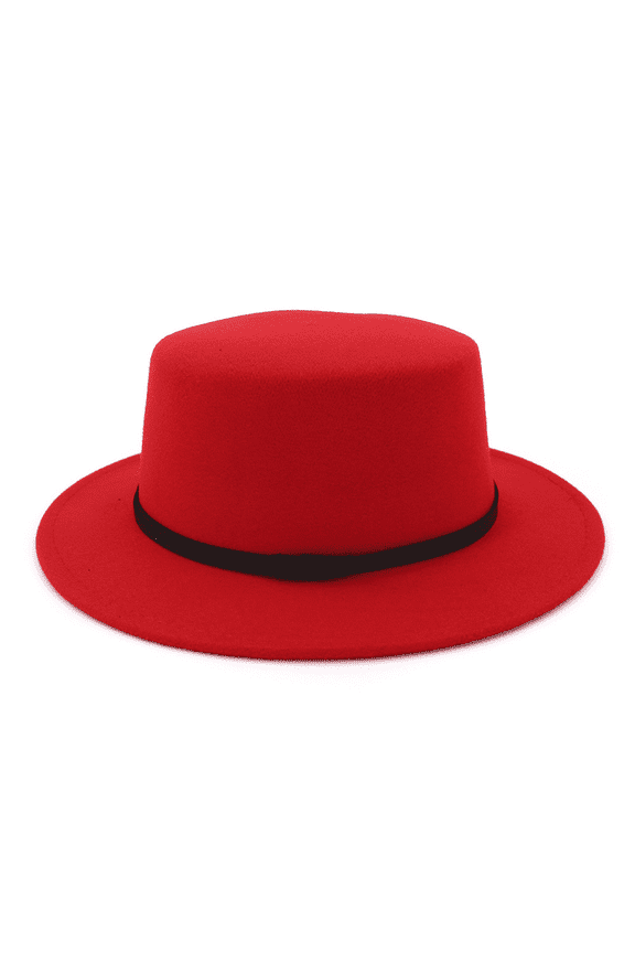 Wide Brim Fedora HatUni Wide Brim Wool Belt Felt Flat Top Fedora Hat Party Church Trilby Hats CapSun Hat