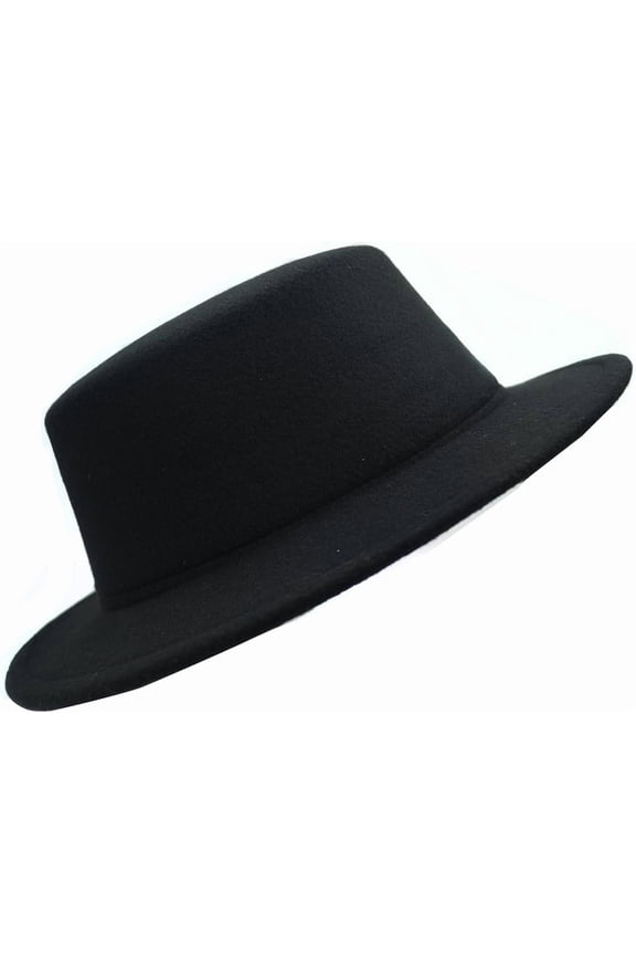 Wide Brim Fedora Hats for Men Women Fashion Classic Black Fedora Hat Brim Flat Church Derby Cap for Wedding Party Talent Show Performance for Circumference 22-22.8in