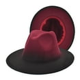thumbnail image 1 of Wide Brim Fedora Hats for Women Men, Two Tone Felt Panama Hat, Western Outdoor Cowboy Dress Hat for Winter Autumn, Classic Fedora Cap for Travel Hiking Ranch Party Casual Wear, Wine, 1 of 7