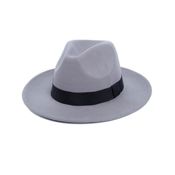 Wide Brim Fedora Hats for Women & Men Classic Dress Panama Hat Adjustable Felt Hat with Band