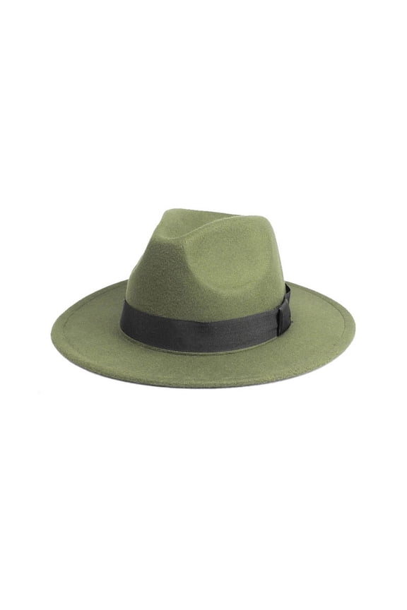 Wide Brim Fedora Hats for Women & Men Classic Dress Panama Hat Adjustable Felt Hat with Band
