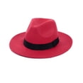 thumbnail image 1 of Wide Brim Fedora Hats for Women & Men Classic Dress Panama Hat Adjustable Felt Hat with Band, 1 of 8