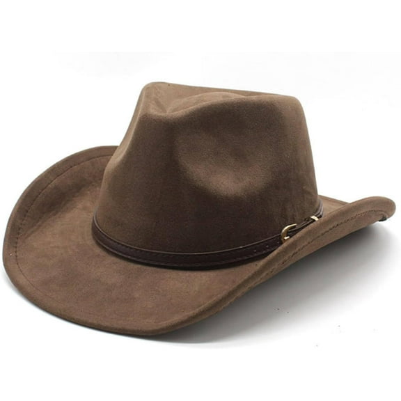 Wide Brim Felt Cowboy Hat for Women Men Western Suede Cowboy Cowgirl Hats