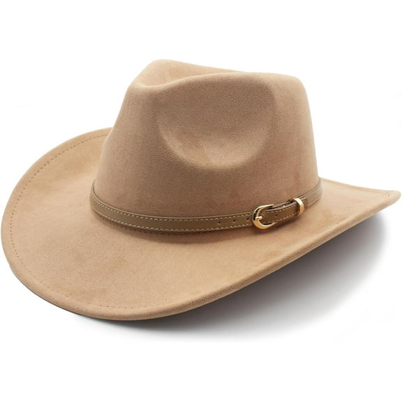 Wide Brim Felt Cowboy Hat for Women Men Western Suede Cowboy Cowgirl Hats