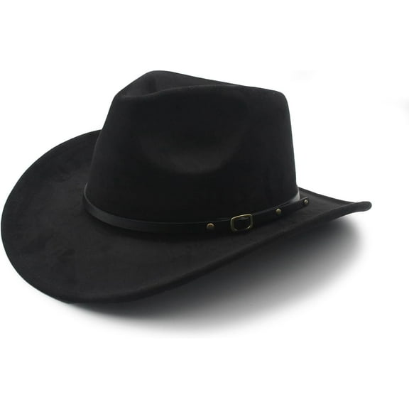Wide Brim Felt Cowboy Hat for Women Men Western Suede Cowboy Cowgirl Hats