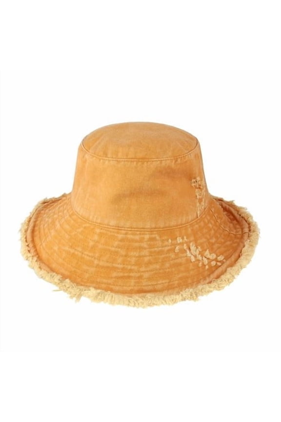 Wide Brim Frayed Bucket Hat