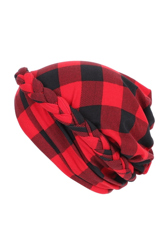 Wide Brim Hats Braided Toe Cap Comfortable Sleeping Turban Women Printing Baotou Red Brushed Milk Silk Women's