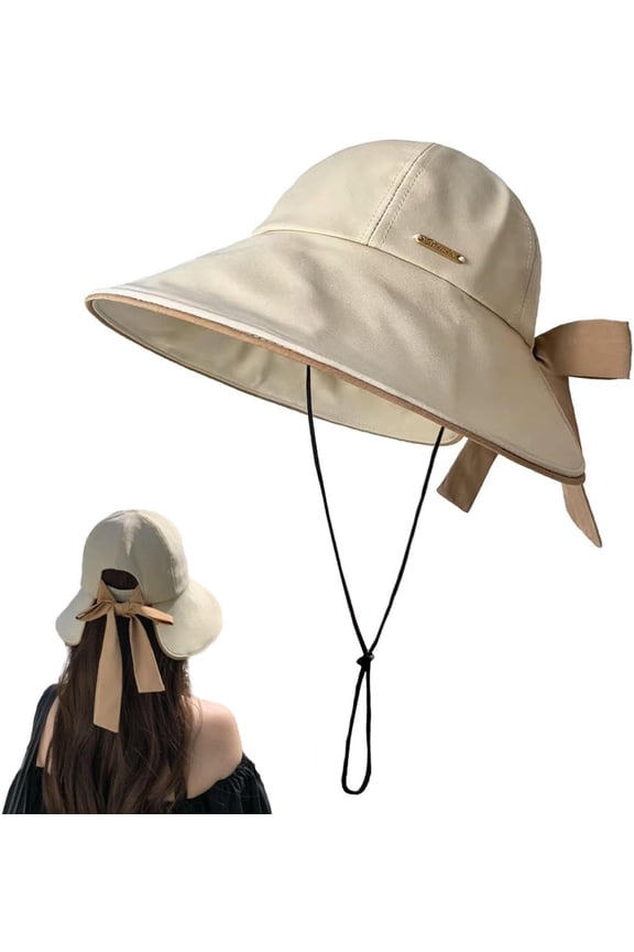 Wide Brim Hats for Woman Foldable Hats Sun Hats for Women uv Protection Bowknot Bucket hat Adjustable hat with Ponytail Hole