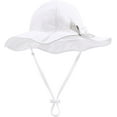 thumbnail image 1 of Wide Brim HatsCotton Kids Bucket Hat Ruffled Summer Sun Protection Beach Hat for Toddler Baby Girls White 12-24 Months, 1 of 6