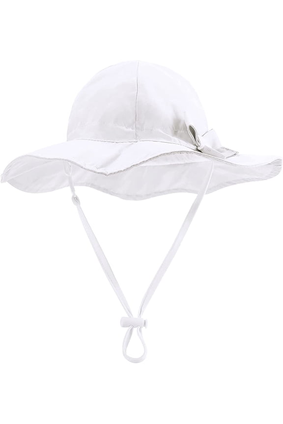Wide Brim HatsCotton Kids Bucket Hat Ruffled Summer Sun Protection Beach Hat for Toddler Baby Girls White 3-6 Months