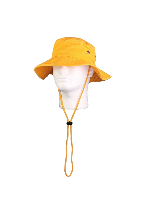 Wide Brim Hiking Fishing Safari Boonie Bucket Hats 100% Cotton UV Sun Protection For Men Women Outdoor Activities L/XL Gold