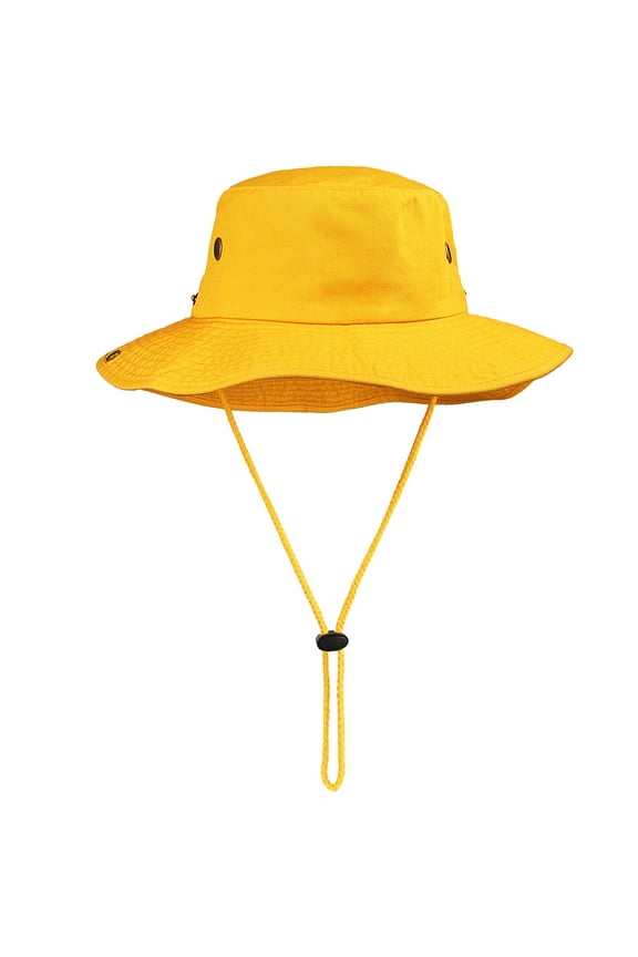 Wide Brim Hiking Fishing Safari Boonie Bucket Hats 100% Cotton UV Sun Protection For Men Women Outdoor Activities L/XL Gold
