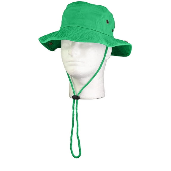 Wide Brim Hiking Fishing Safari Boonie Bucket Hats 100% Cotton UV Sun Protection For Men Women Outdoor Activities L/XL Kelly Green
