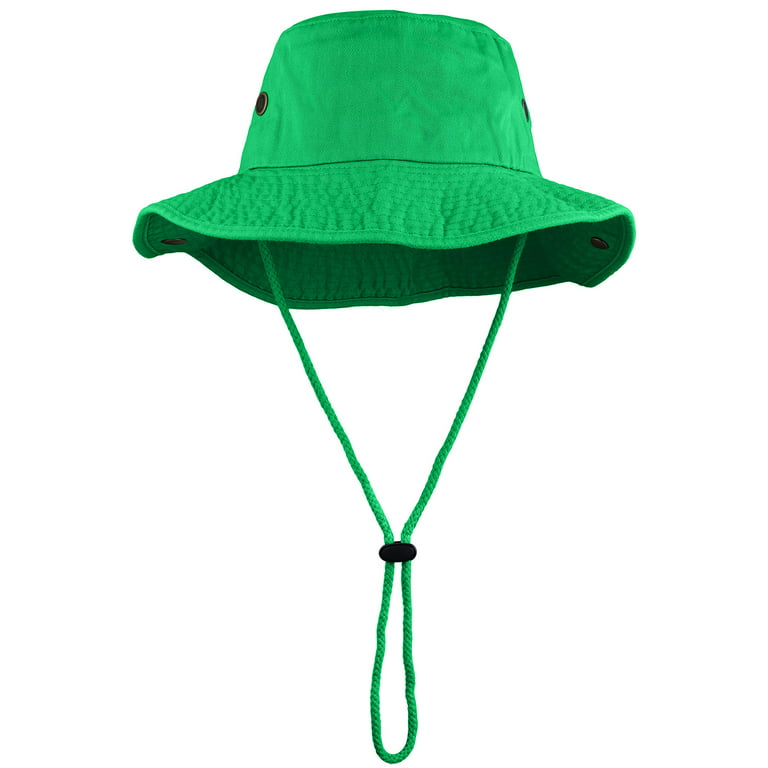 Wide Brim Hiking Fishing Safari Boonie Bucket Hats 100% Cotton UV Sun  Protection For Men Women Outdoor Activities L/XL Kelly Green