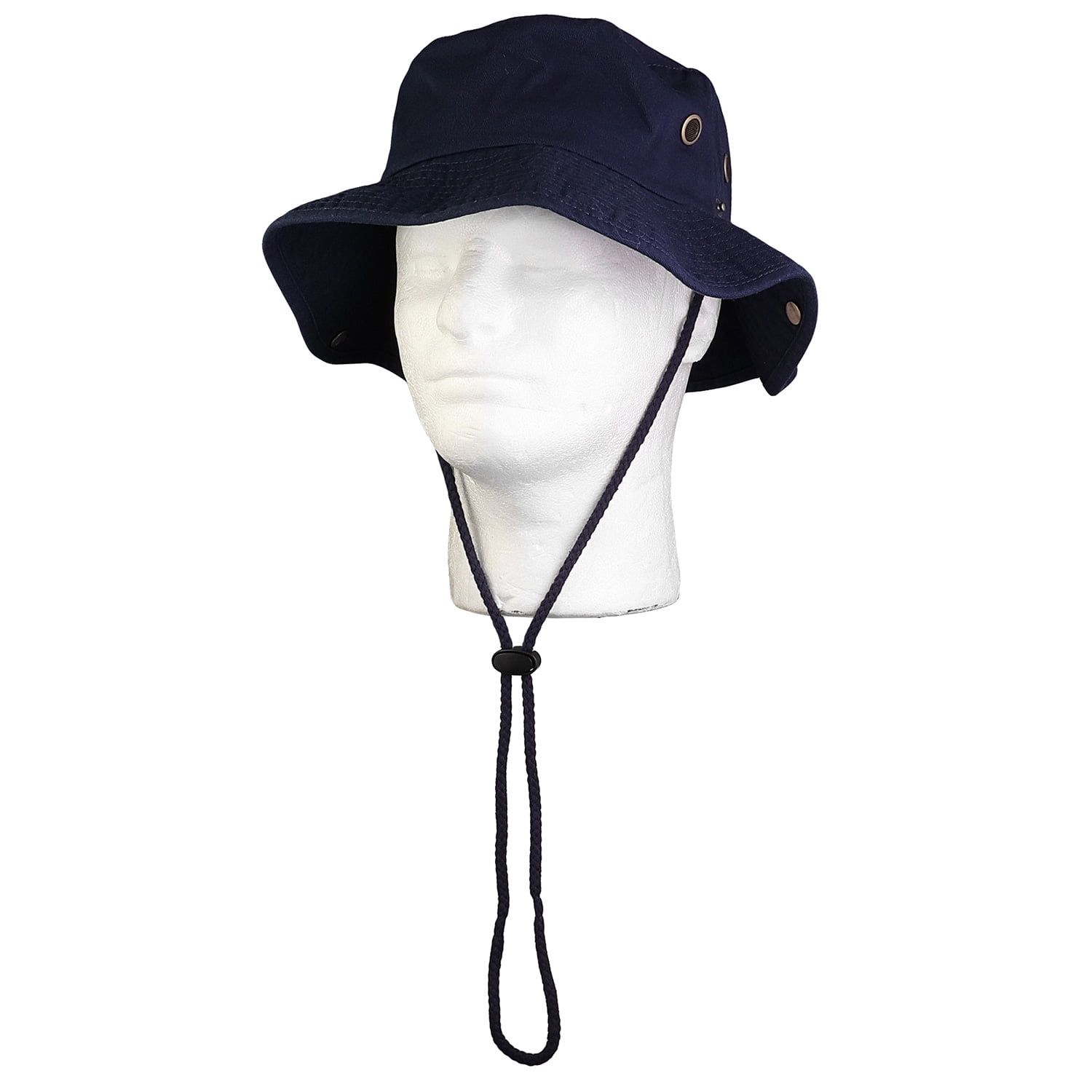 Wide Brim Hiking Fishing Safari Boonie Bucket Hats 100% Cotton UV Sun Protection For Men Women Outdoor Activities L/XL Navy