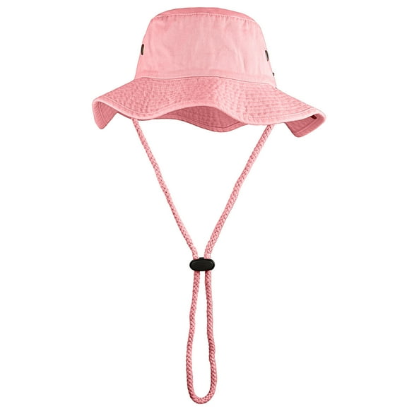 Wide Brim Hiking Fishing Safari Boonie Bucket Hats 100% Cotton UV Sun Protection For Men Women Outdoor Activities L/XL Pink