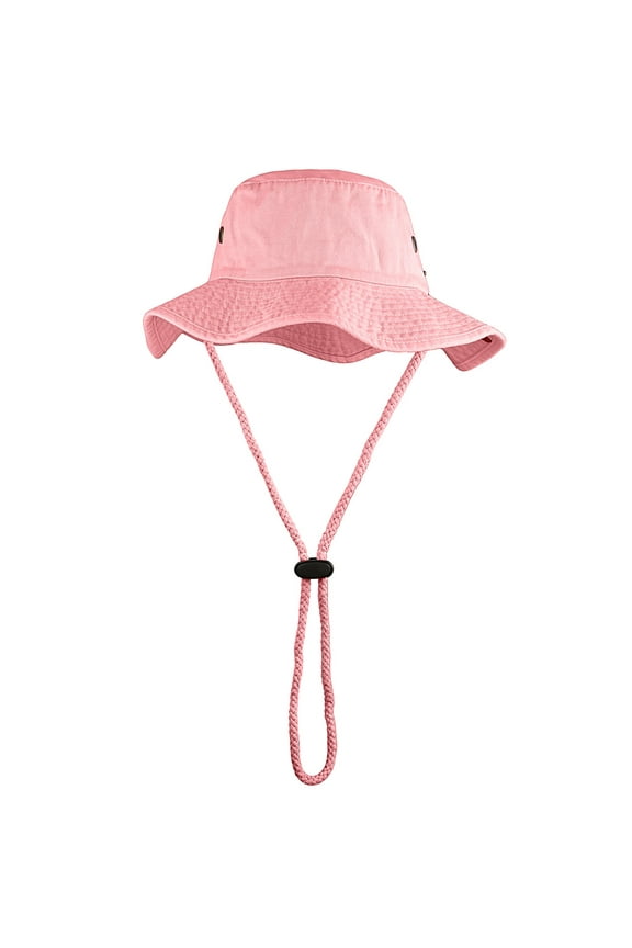 Wide Brim Hiking Fishing Safari Boonie Bucket Hats 100% Cotton UV Sun Protection For Men Women Outdoor Activities L/XL Pink