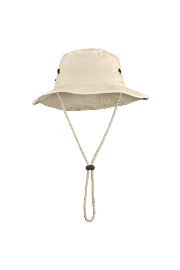 Wide Brim Hiking Fishing Safari Boonie Bucket Hats 100% Cotton UV Sun Protection For Men Women Outdoor Activities L/XL Putty