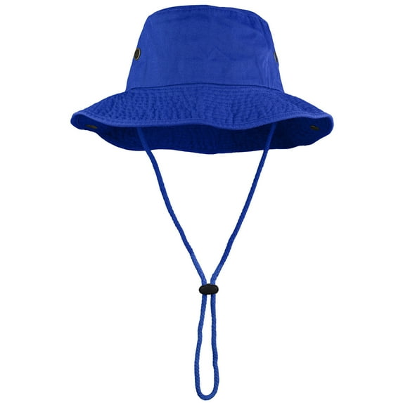 Wide Brim Hiking Fishing Safari Boonie Bucket Hats 100% Cotton UV Sun Protection For Men Women Outdoor Activities L/XL Royal Blue