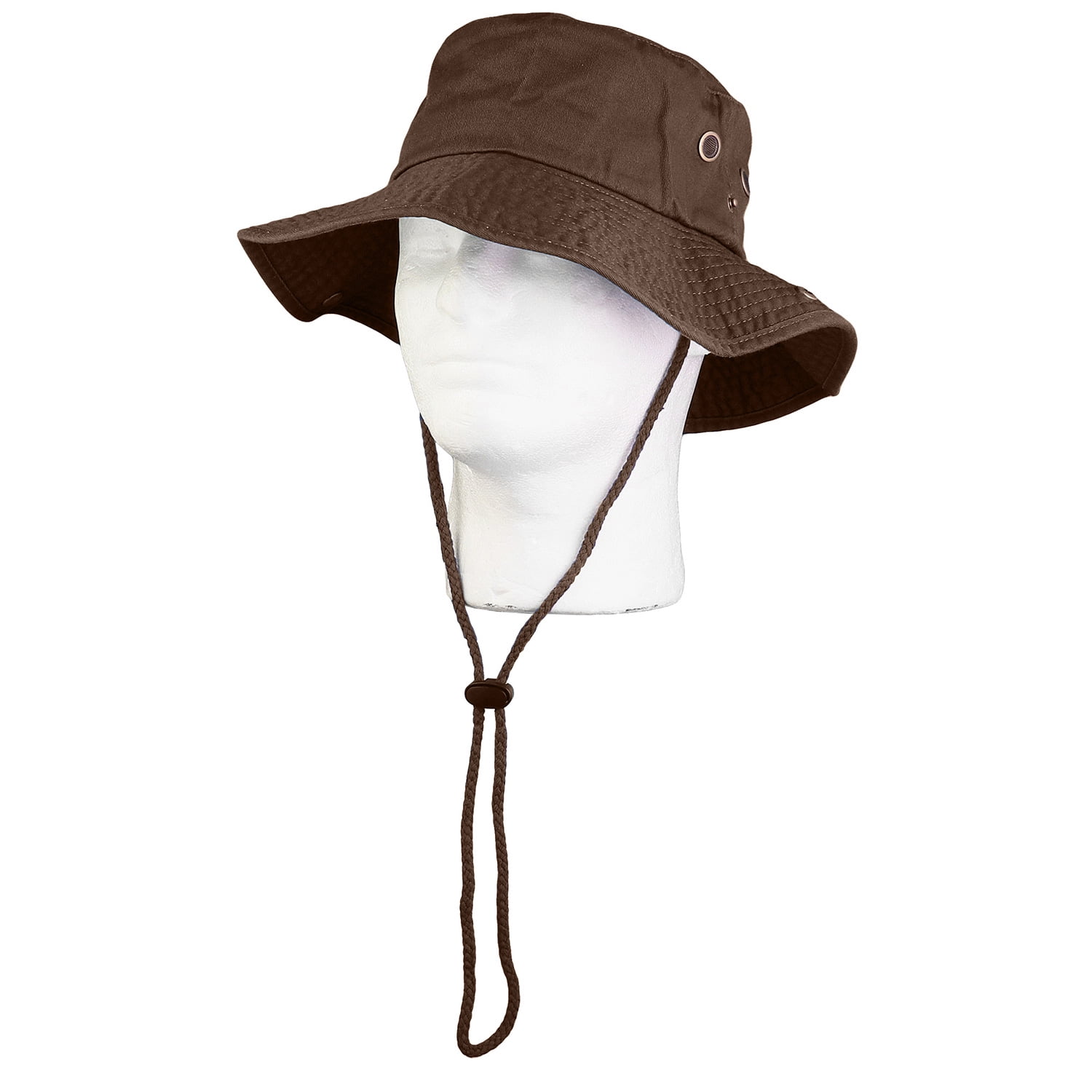 Wide Brim Hiking Fishing Safari Boonie Bucket Hats 100% Cotton UV Sun  Protection For Men Women Outdoor Activities S/M Dark Brown