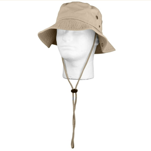 Wide Brim Hiking Fishing Safari Boonie Bucket Hats 100% Cotton UV Sun Protection For Men Women Outdoor Activities S/M Khaki