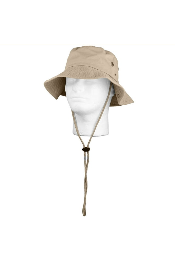 Wide Brim Hiking Fishing Safari Boonie Bucket Hats 100% Cotton UV Sun Protection For Men Women Outdoor Activities S/M Khaki