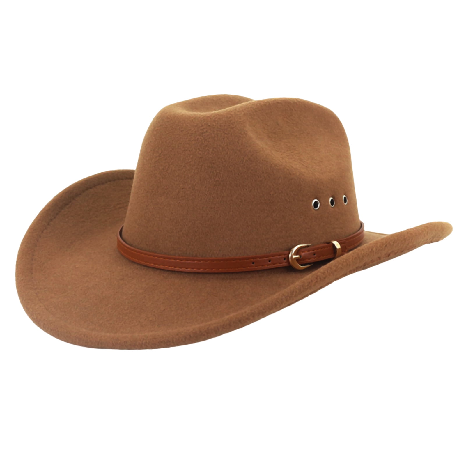 Wide Brim Jazz Hat Faux Leather Belt Decor Western Cowboy  display picture 1