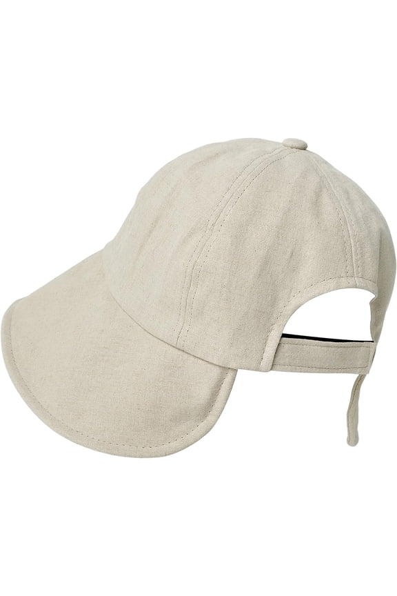 Wide Brim Linen Bucket Hat Velcro Adjustable Bonnet Travel Beach Sun Hat UV Protection for Women Girls