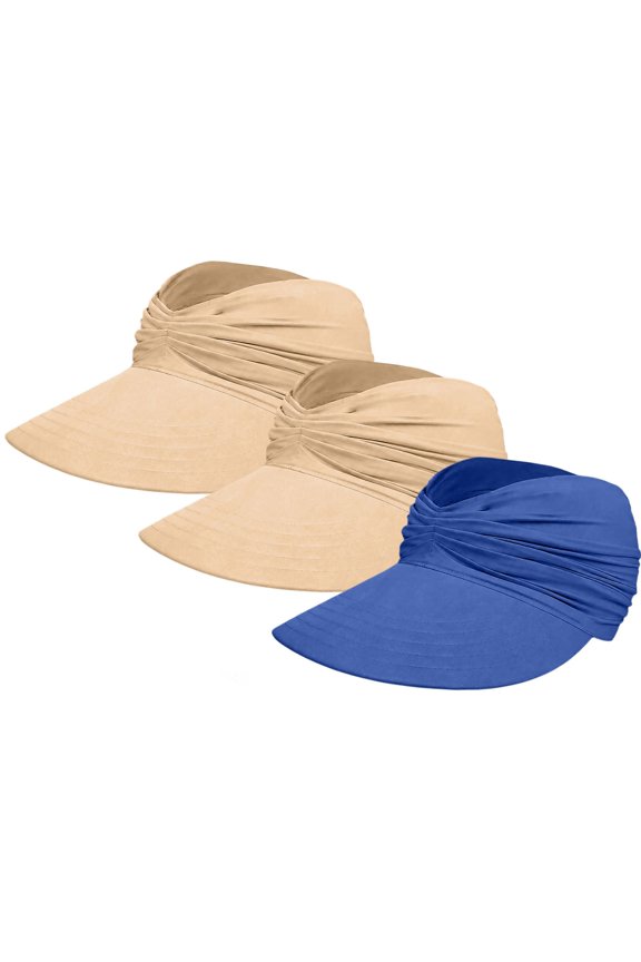 Wide Brim Open Top Visor Adjustable Headwear For Spring Garden And Cruise Travel Open Top Visor Beach Breathable Design Summer Visor Hat Vacation Foldable Headwear Cruise Outdoor Activities Spring