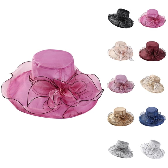 Wide Brim Organza Hat Dress Hat for Women Tea Party Derby Noble Wedding Cap