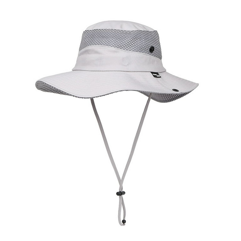 Wide Brim Outdoor Hat Vent Hole with Strap Anti-UV Sun Protection Sunshade Fishing  Hat for Unisex 