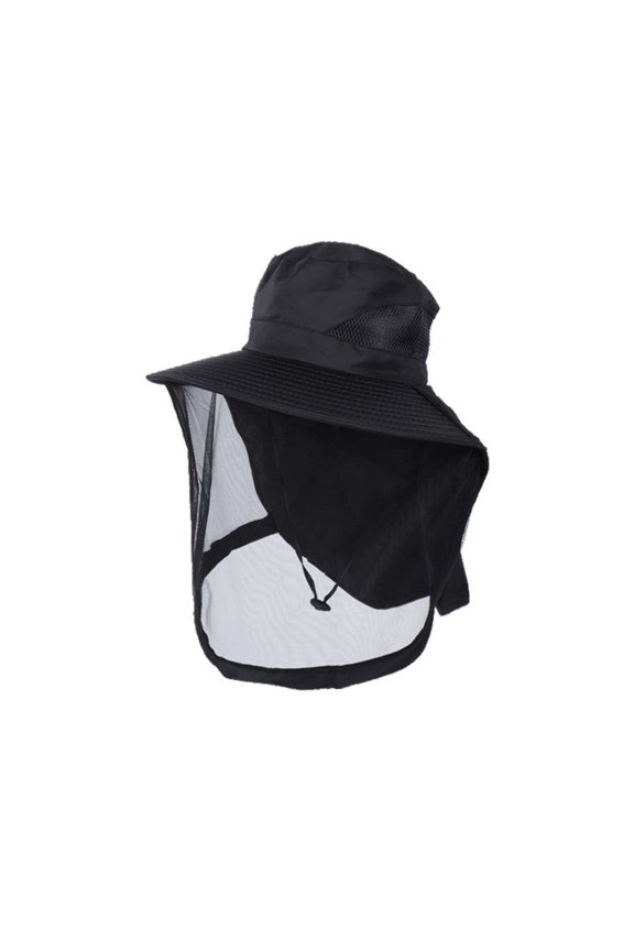 Wide Brim Outdoor Hat with Breathable Mesh Veil Sun Protection