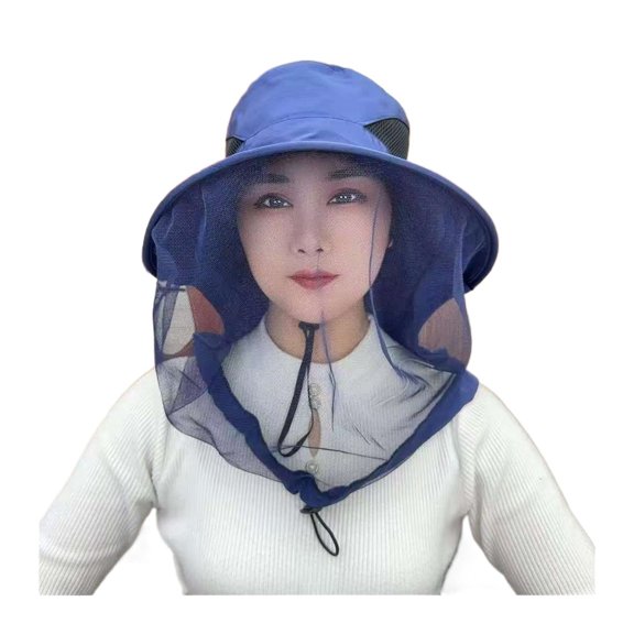 Wide Brim Outdoor Hat with Breathable Mesh Veil Sun Protection